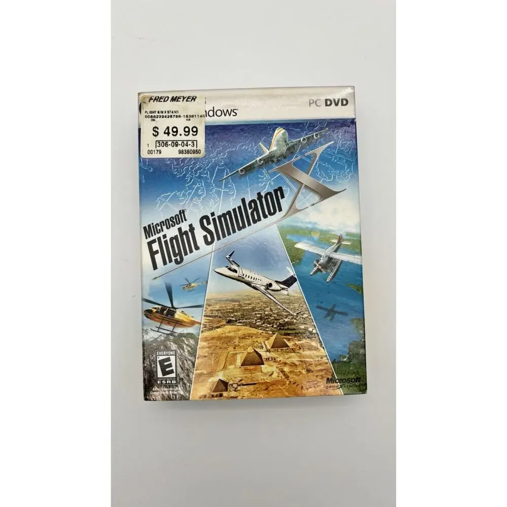 Microsoft Windows FLIGHT SIMULATOR X PC DVD w/ Slip Cover Complete VG Condition